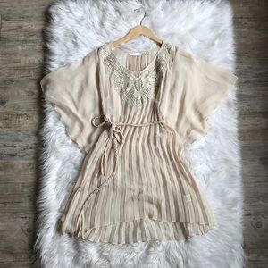 Blue Bird Flowy Butterfly Sleeve Dress Tunic Sz S